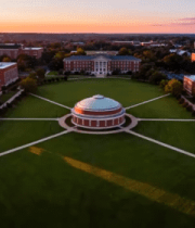 航拍大学黄昏建筑群808#横屏 