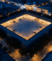 航拍古城广场夜景812#横屏 