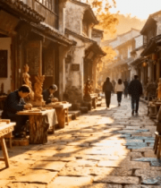 古街木雕手艺人工作场景691#横屏 