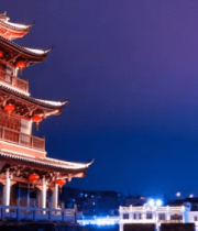 古建楼阁夜景延时678#横屏 