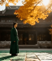 古风男子庭院秋思663#横屏 