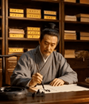 古代文人书房写毛笔字651#横屏 