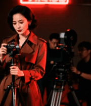 复古女摄影师工作中531#横屏 