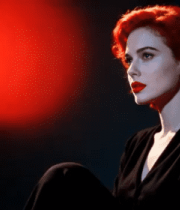 复古红唇红发女性侧脸528#横屏 