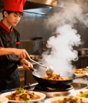 厨师爆炒美食特写302#横屏 