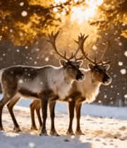 冬日雪景驯鹿群435#横屏 