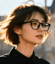 戴眼镜女子侧脸风吹发384#横屏 