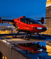 城市夜景红色飞行汽车274#横屏 