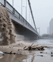 城市桥梁洪水倾泻251#横屏 