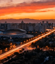 城市地标日出航拍239#横屏 