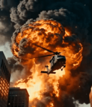 城市爆炸与直升机惊险画面235#横屏 