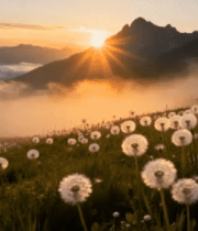 晨曦中的蒲公英花海227#横屏 