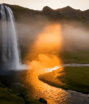 晨曦瀑布光影流动208#横屏 