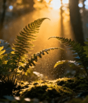 晨曦森林蕨类逆光特写210#横屏 