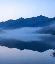 晨雾山水倒影风光202#横屏 