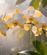 晨露中的黄色蝴蝶兰199#横屏 