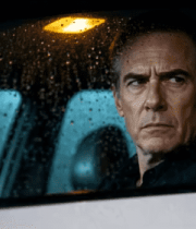 车内雨中沉思的男人179#横屏 