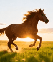 草原奔马 夕阳剪影120#横屏 
