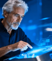 白发老者操作全息界面25#横屏 