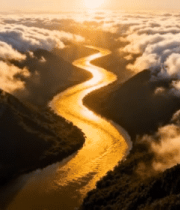 云海中河流的日出景象3142#横屏 