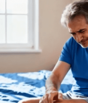 老人卧室中膝盖疼痛素材7951#横屏 