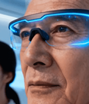 老人佩戴科技眼镜体验场景5586#横屏 