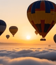 云海之上热气球飞行景象8533#横屏 