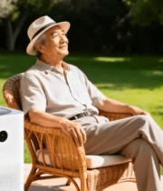 	 老人户外椅子上休憩14156#横屏 