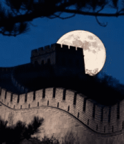 月夜下的中国长城景色2494#横屏 