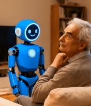 老人家中与蓝色机器人互动13866#横屏 