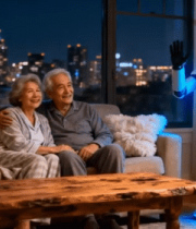 老年夫妇与机器人互动场景10016#横屏 