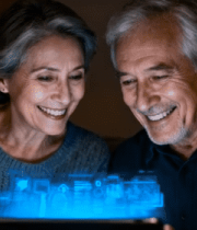 老年夫妇共同使用平板电脑14485#横屏 