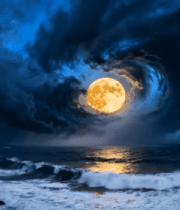 月夜下的海边壮丽景观10854#横屏 