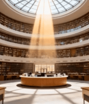 圆形图书馆内景及天窗光影10364#横屏 