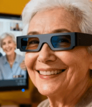 老年女性佩戴眼镜4134#横屏 