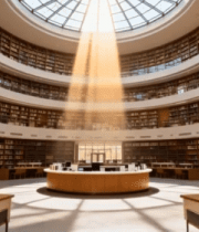圆形图书馆内景及天窗光影10364#横屏 