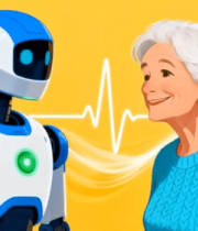 老年女性与机器人互动场景13122#横屏 