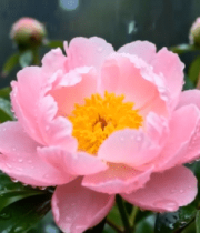 雨中绽放的粉色牡丹花4405#横屏 