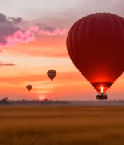 原野上的热气球日落景象6141#横屏 