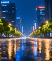 雨夜城市街道夜景3010#横屏 