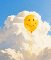 	 蓝天中飘浮的笑脸气球8347#横屏 