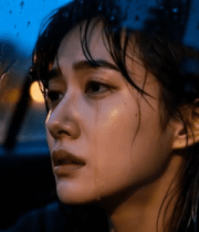 雨中车内伤感女性特写2859#横屏 