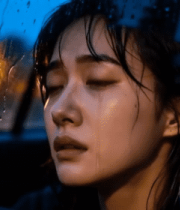 雨中车内伤感女性特写2859#横屏 