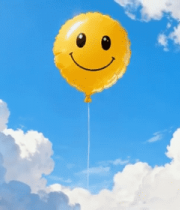 蓝天白云下的笑脸气球2726#横屏 