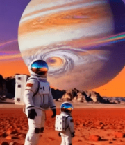 宇航员在行星旁的太空场景6129#横屏 