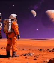 宇航员在火星上眺望星球7979#横屏 