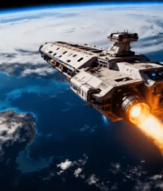 宇宙飞船飞掠地球场景10581#横屏 