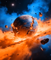 宇宙中地球被撞击场景14674#横屏 