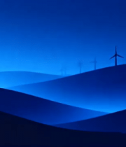 蓝色山丘风力发电机景观607#横屏 