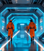 宇航员行走于科幻隧道13426#横屏 